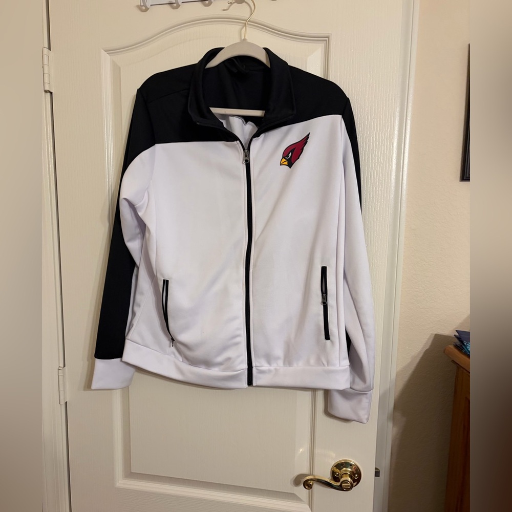 Arizona Cardinals jacket. Women's Black and White Zip-Up Jacket